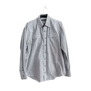 Stetson Mens Geometric Cotton Pearl Snap Button Down Shirt Black White Size XL